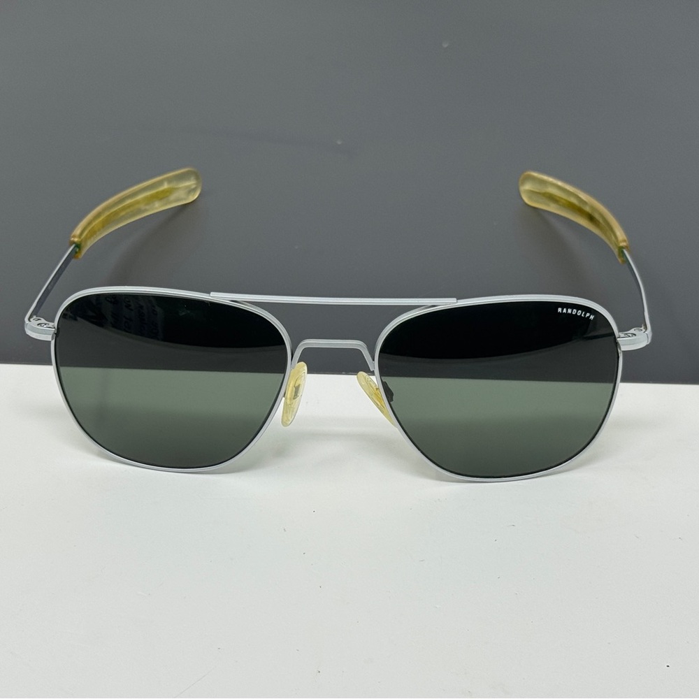 RANDOLPH ENG GRAY GLASS ORIGINAL PILOT AVIATOR SUNGLASSES 58[]20mm 5 1/2"